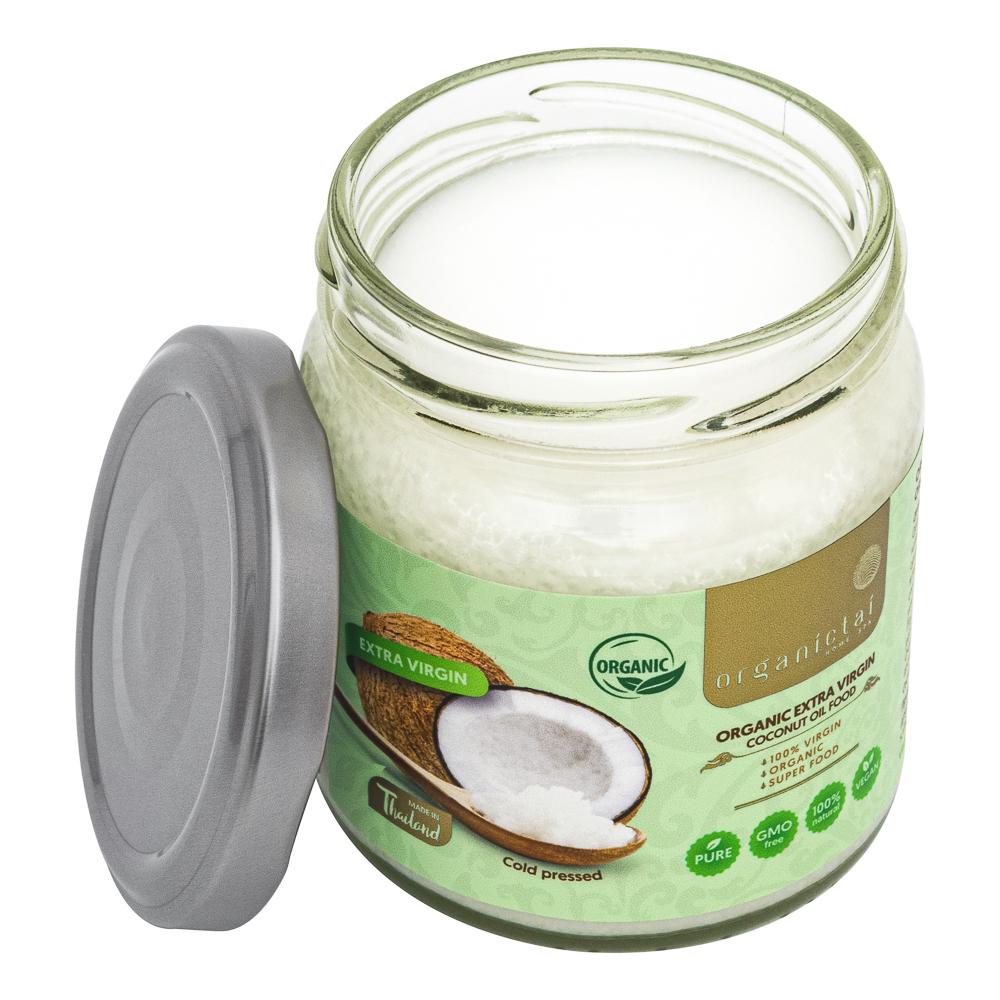 Органическое кокосовое масло пищевое первого холодного отжима нерафинированное, 200 мл   OrganicTai